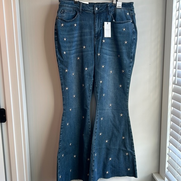 Judy Blue Denim - Judy Blue High Waist Super Flares with Stars Plus Size 20W NWT JB88376